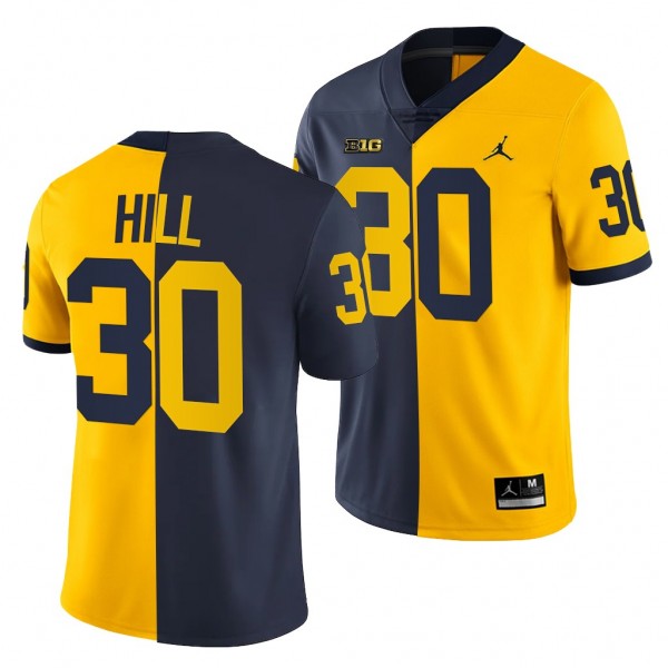 2021-22 Michigan Wolverines Daxton Hill Split Edition Jersey Navy Maize