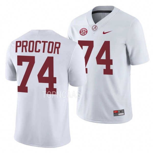 Kadyn Proctor Alabama Crimson Tide #74 White Jerse...