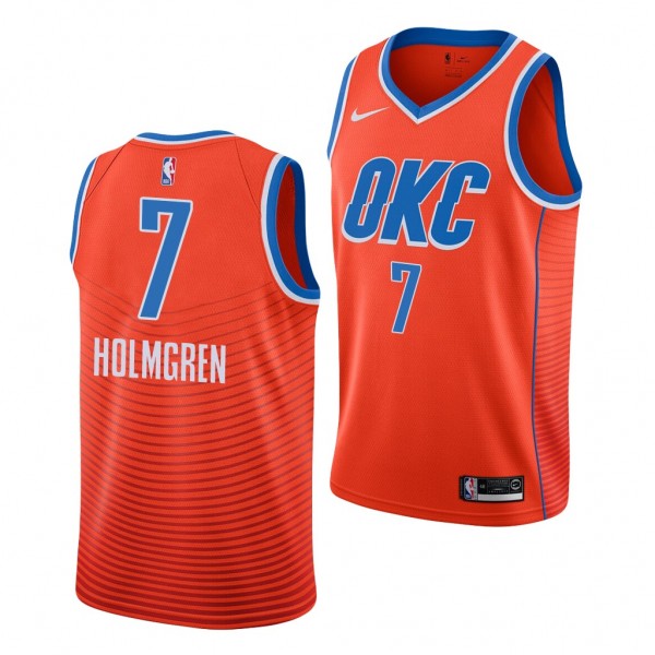 2022 NBA Draft Thunder Chet Holmgren Orange Statem...