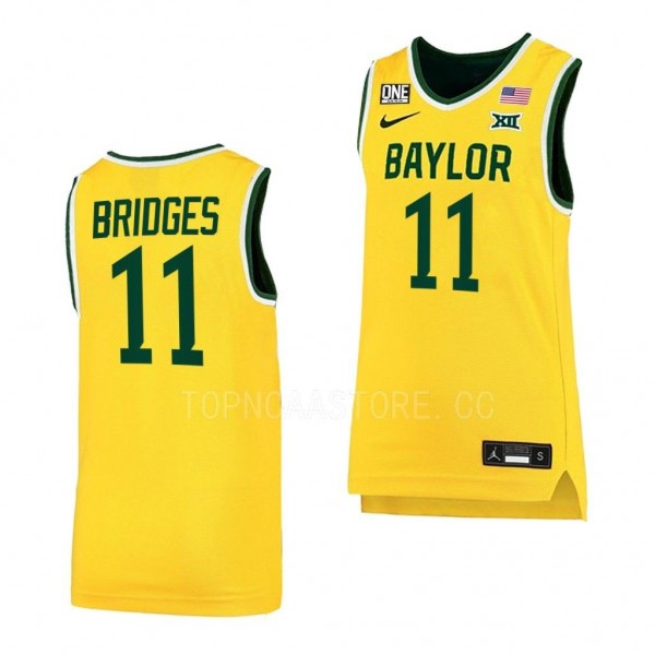 Jalen Bridges Baylor Bears #11 Gold College Basket...