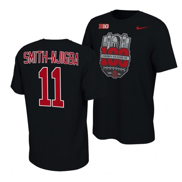 100th Year Stadium Anniversary Ohio State Buckeyes Jaxon Smith-Njigba Football T-Shirt - Black