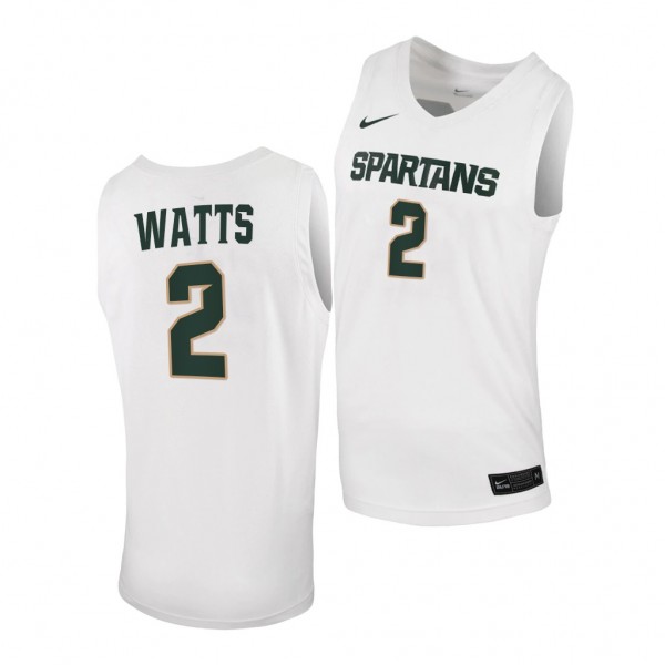 Michigan State Spartans Rocket Watts #2 Jersey Whi...