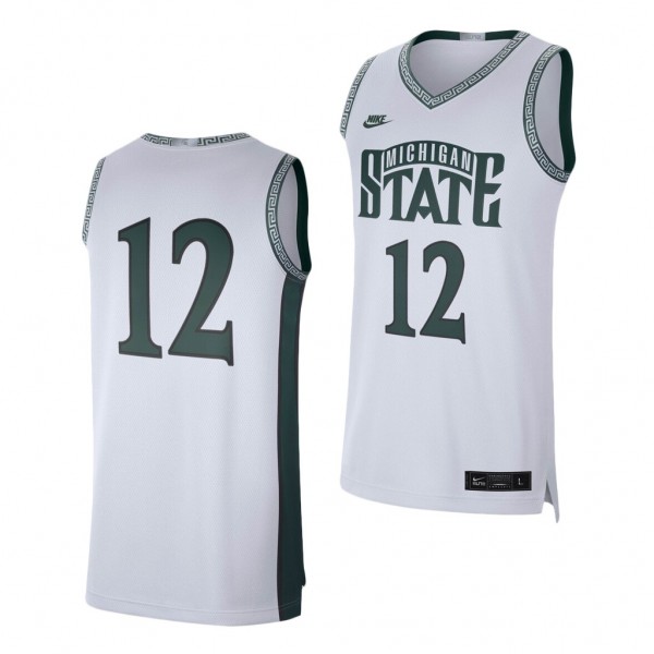 #12 Jersey Michigan State Spartans White Retro Lim...